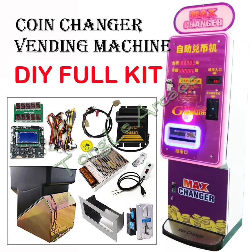 Arcade Card Vending Machine - Münzwechsler DIY-Kit: Banknotenprüfer mit LCD-Steuerplatine, Hopper