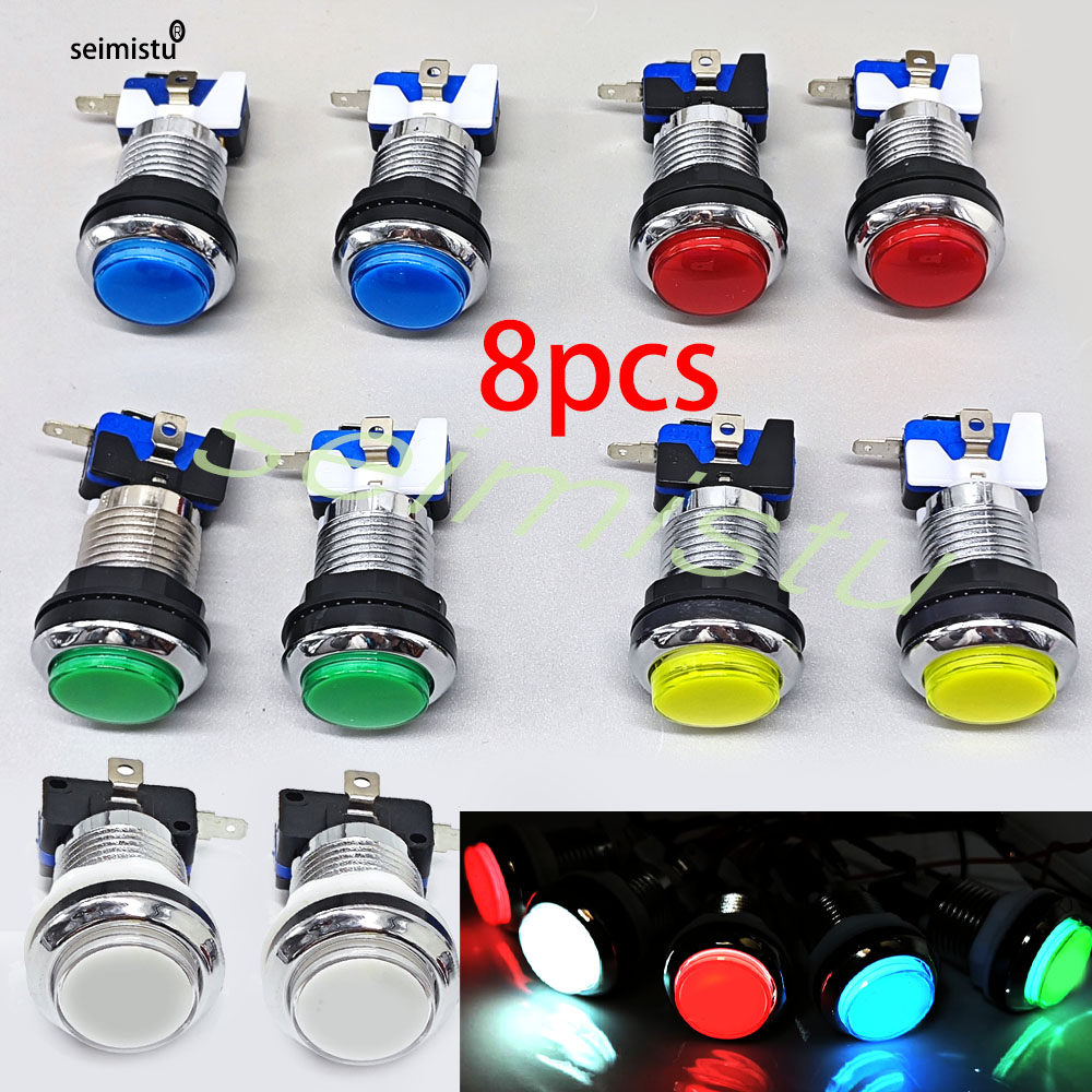 Arcade Button Pcb - 33mm Arcade-Taste Push-LED-Licht 12V Silber Überzogene